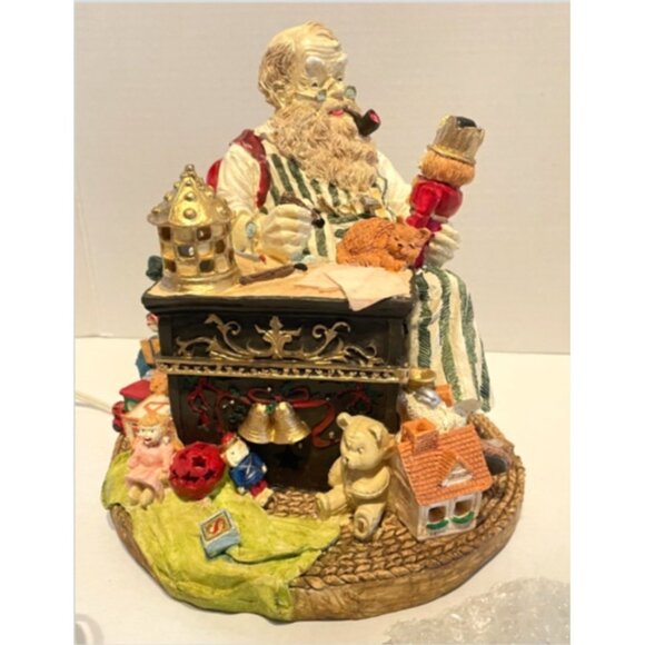 Light-Up Musical Resin Santa at Workbench – 9.5" Vintage Christmas Decor - Picture 1 of 8